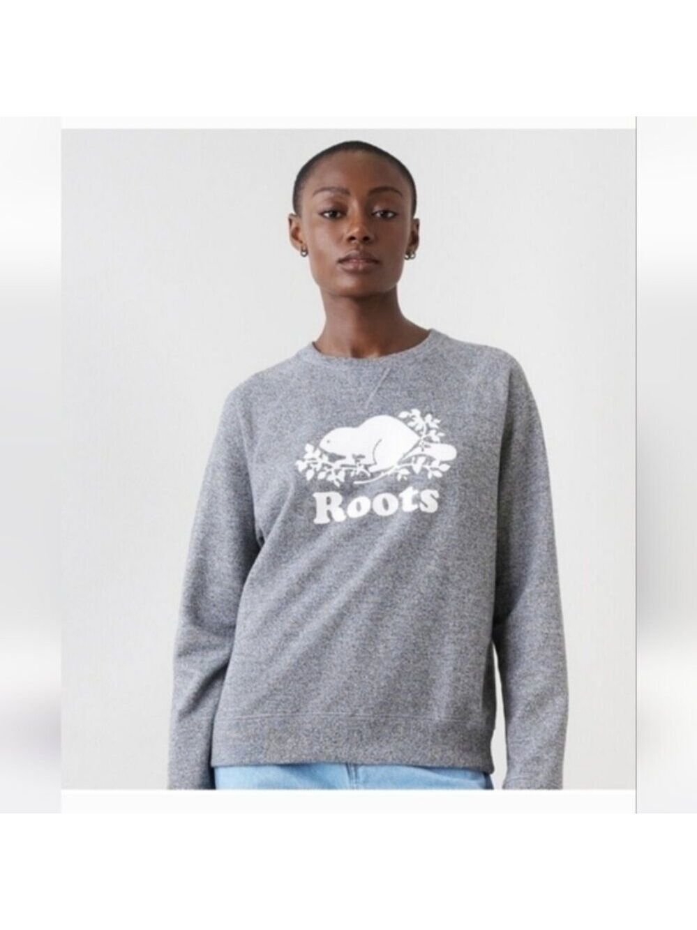 ROOTS | Original Crew Sweatshirt in salt and pepper gray Sz S